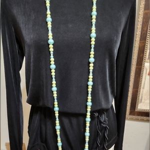 Vintage 28" green and blue faux pearls